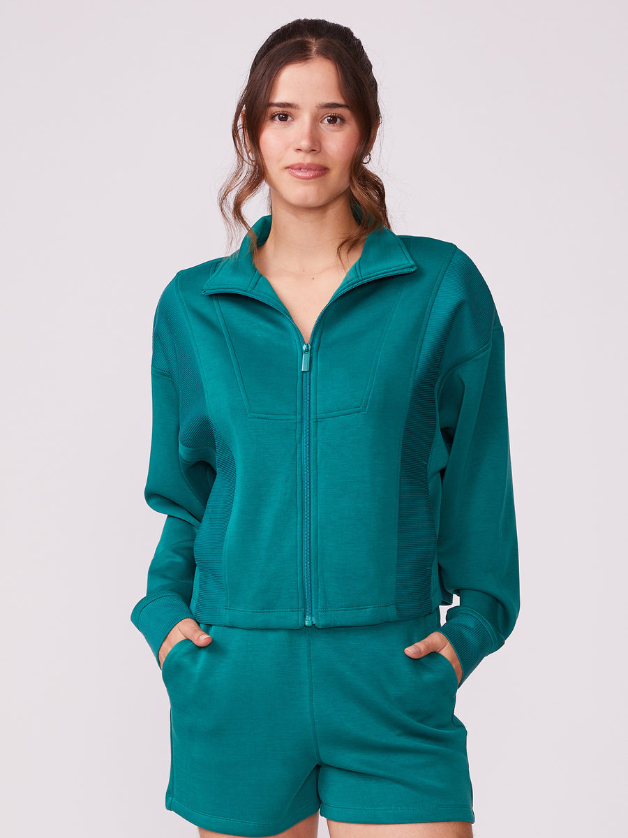 Ultraluxe Rib Mix Zip Front Jacket | Thrive Société