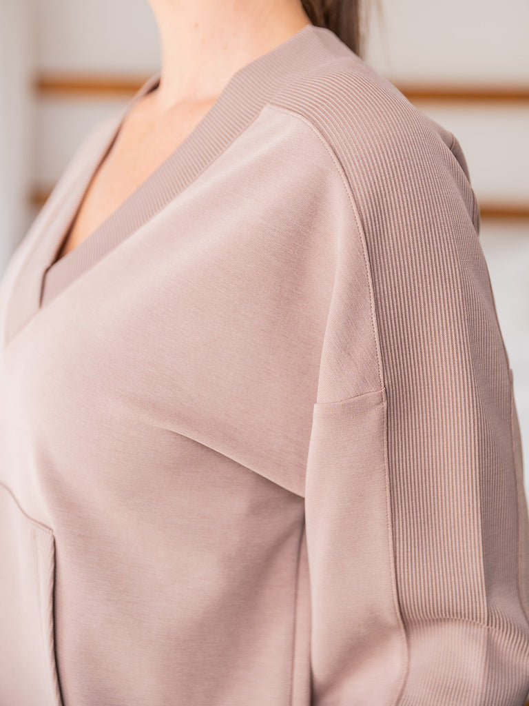 Ultraluxe V-Neck Pullover in Vintage Taupe