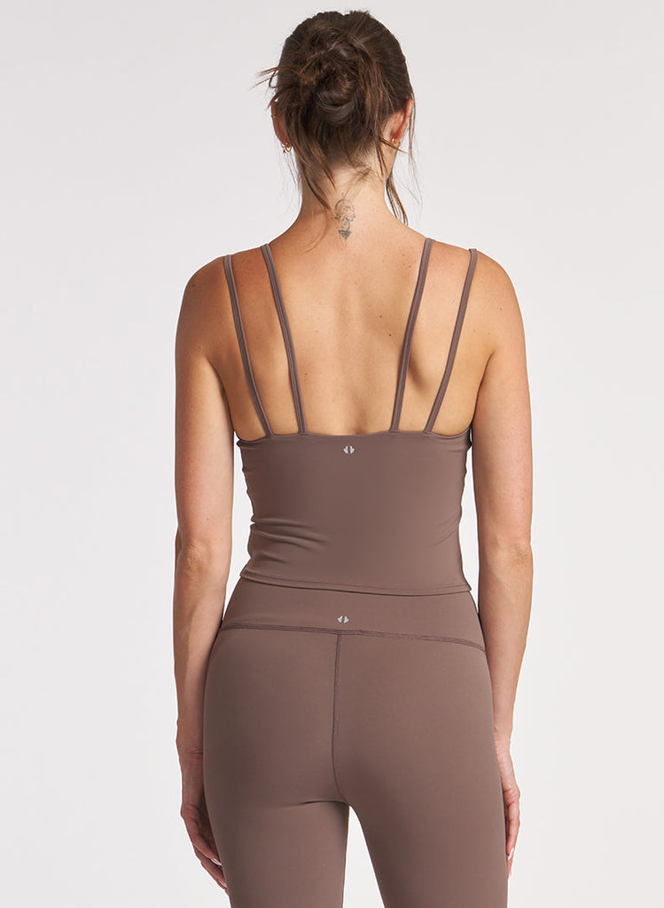 Endure Strappy V-Neck Tank - Mocha