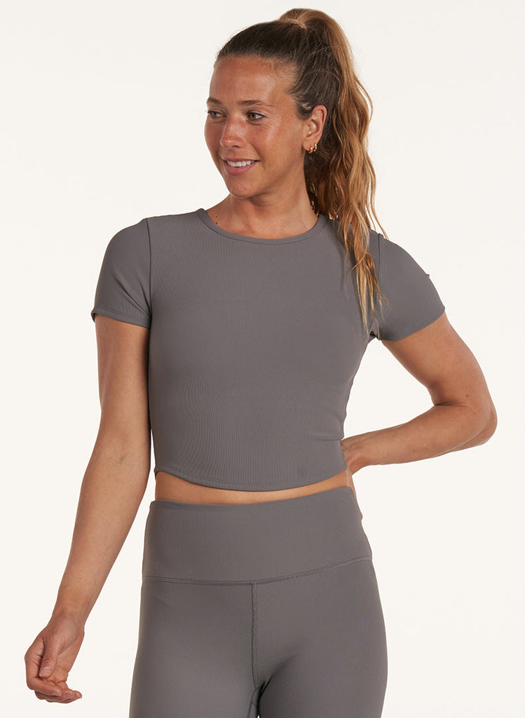 Refine Crew Neck Bra Top - Graphite