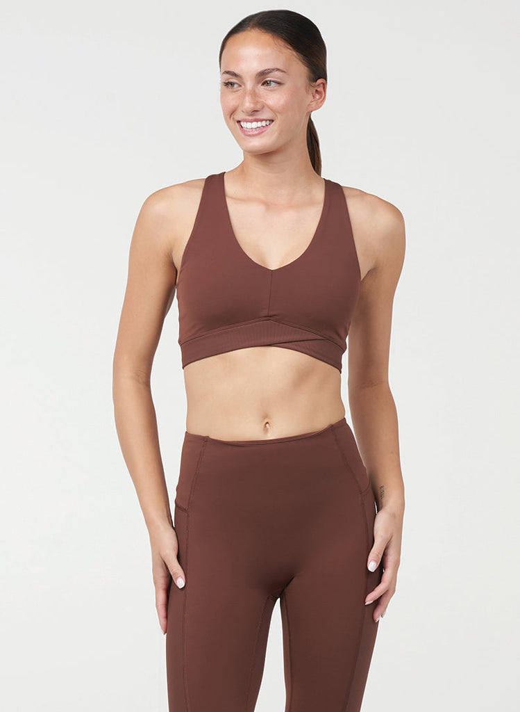 Endure Rib Inset Bra - Coffee