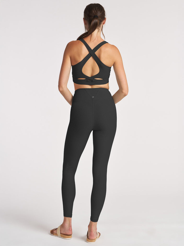 Grid Cross Back Bra - Black