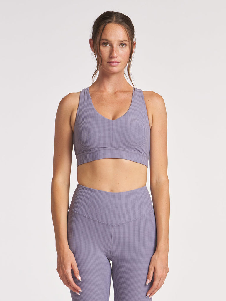 Grid Cross Back Bra - Violet Ash