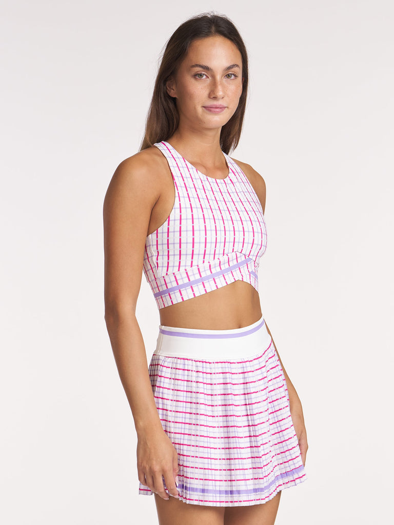 Stripe Overlap Bra - Grid Print