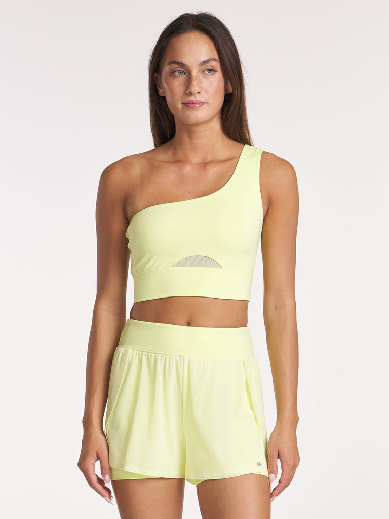 Uplift One Shoulder Bra - Lime Glow