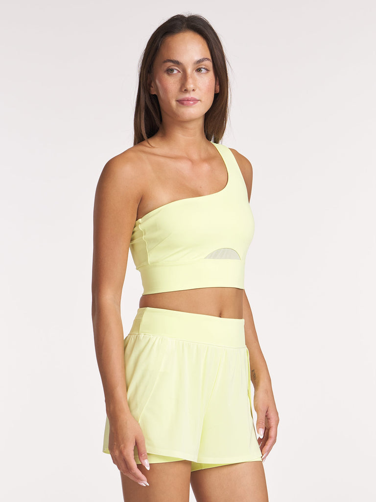 Uplift One Shoulder Bra - Lime Glow