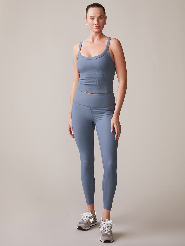 Rib Bra Tank in Basalt and Rib 7/8 Legging in Basalt