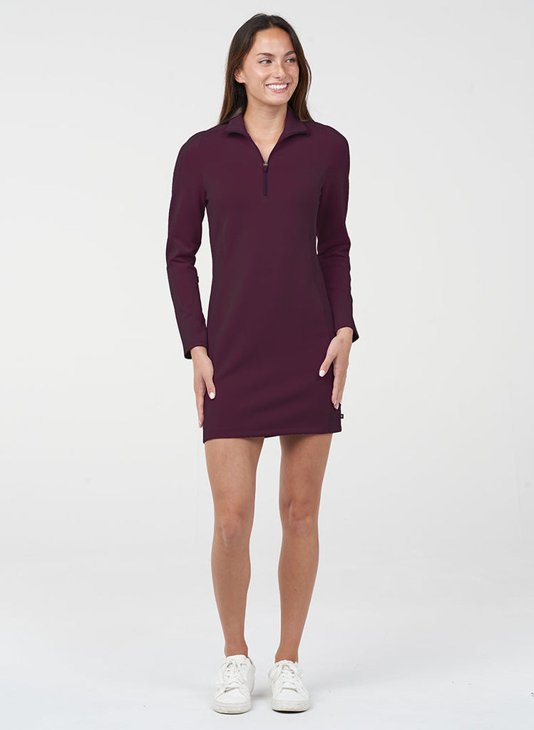 Ultraluxe Rib Inset Dress - Cherry