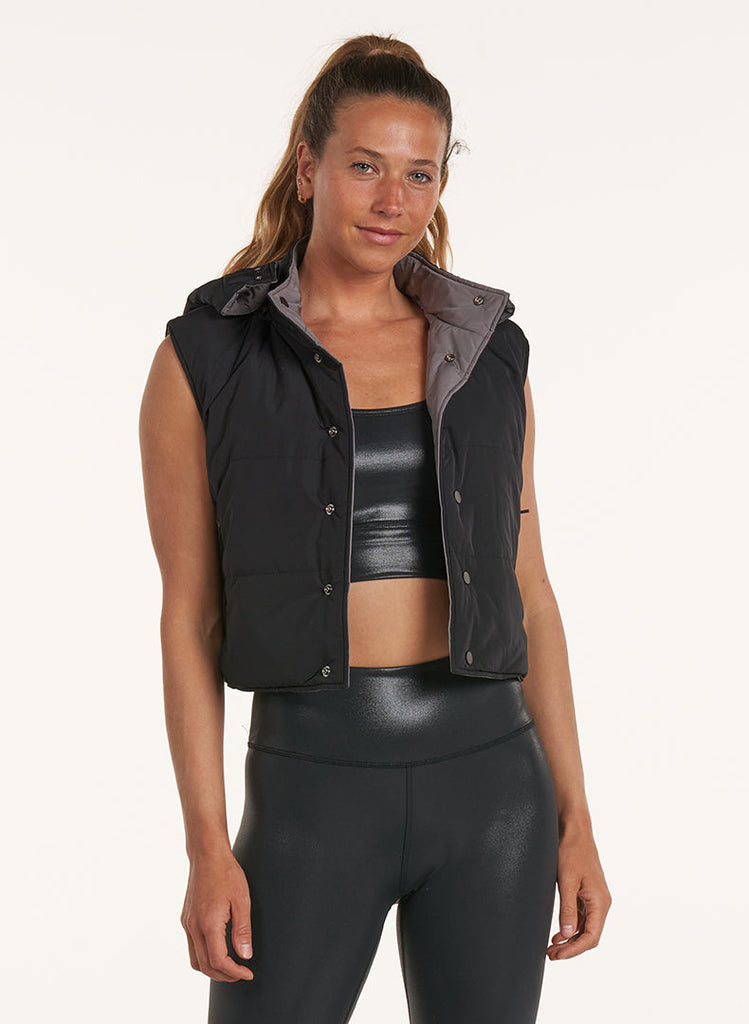 Reversible Puffer Vest - Black/Graphite