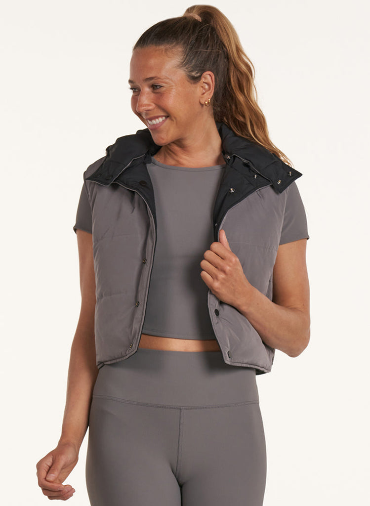 Reversible Puffer Vest - Black/Graphite