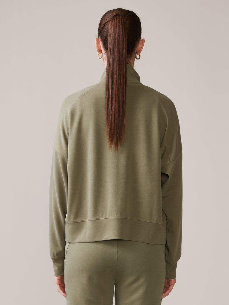 Luxe Twill Full Zip Jacket in Deep Olive