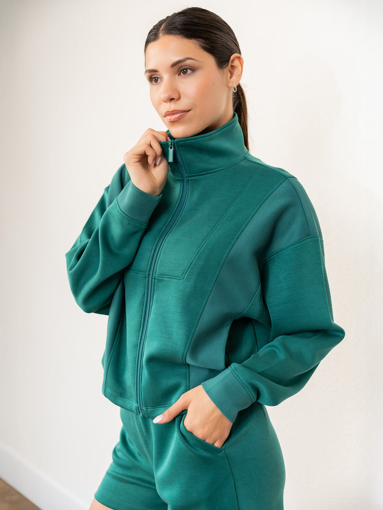 Ultraluxe Rib Mix Zip Front Jacket | Thrive Société