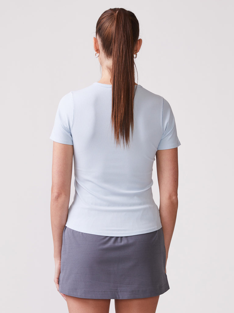 Essential Ladder Stitch Tee in Ice Blue