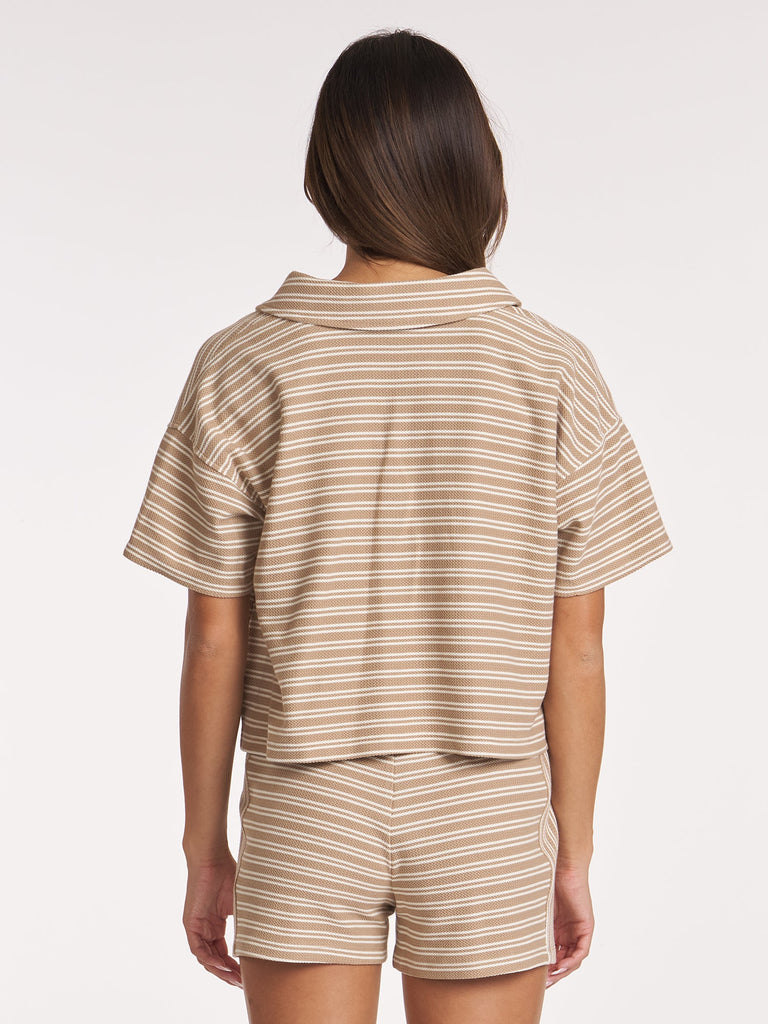 Boxy Stripe Polo - Quicksand