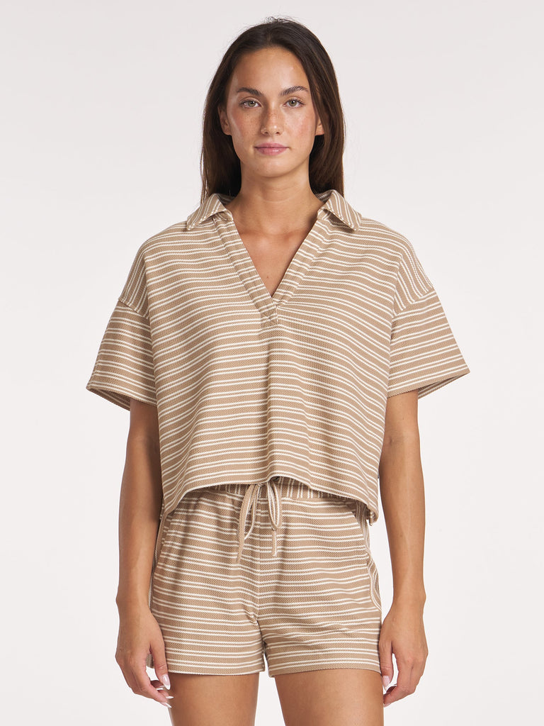 Boxy Stripe Polo - Quicksand