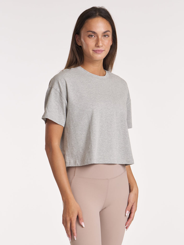 Essential Boxy Tee - Heather Grey