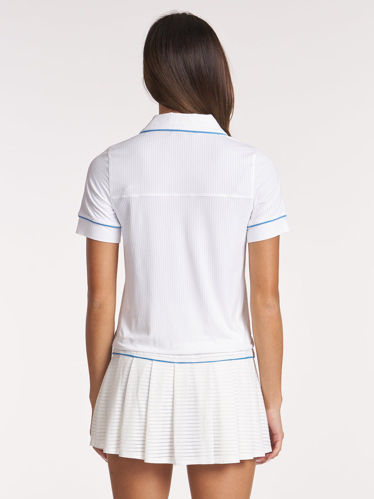 Piped Pique Polo - White