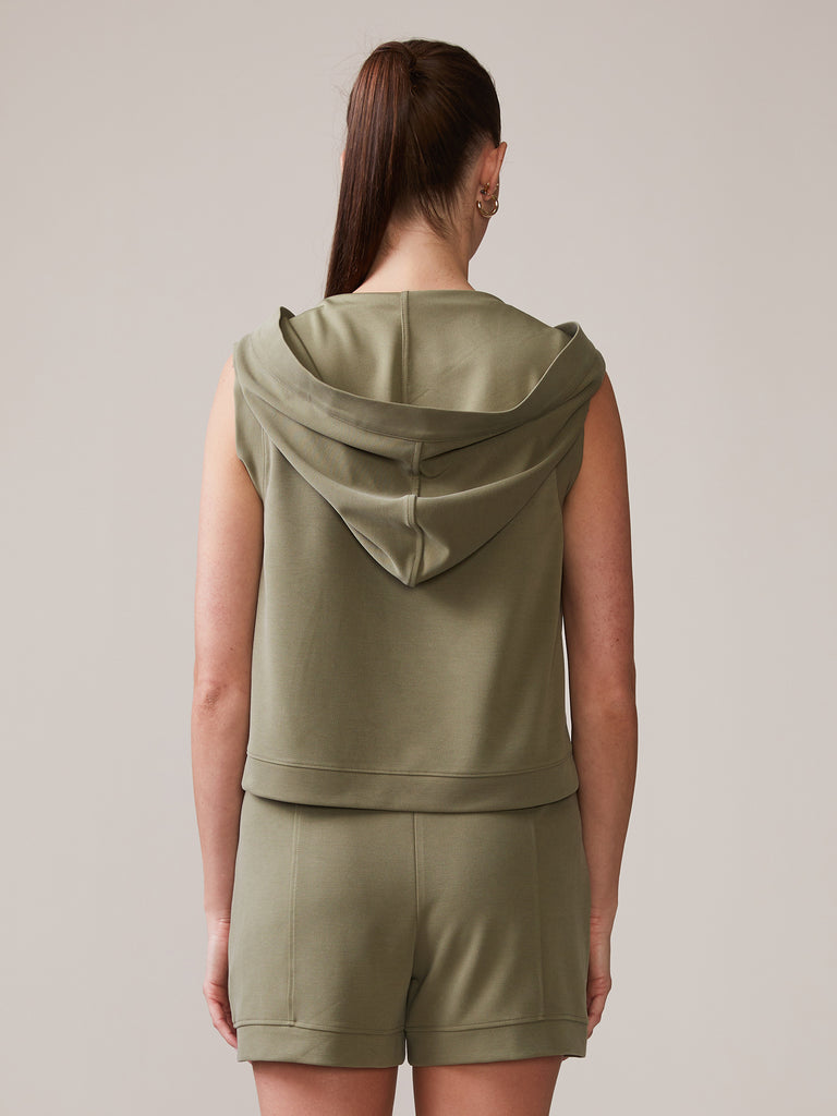 Luxe Twill Crop Hoodie and Luxe Twill Pocket Short in Deep Olive