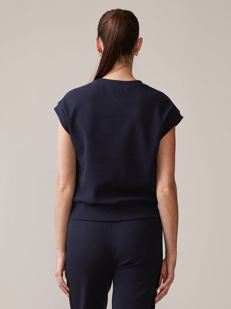 Texture Double Knit Muscle Tank in Navy