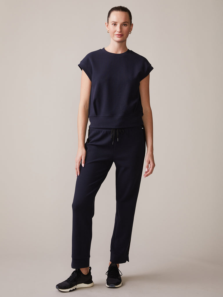 Texture Double Knit Muscle Tank and Textured Double Knit Pant in Navy