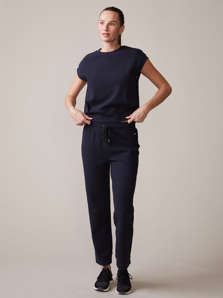 Texture Double Knit Muscle Tank and Textured Double Knit Pant in Navy