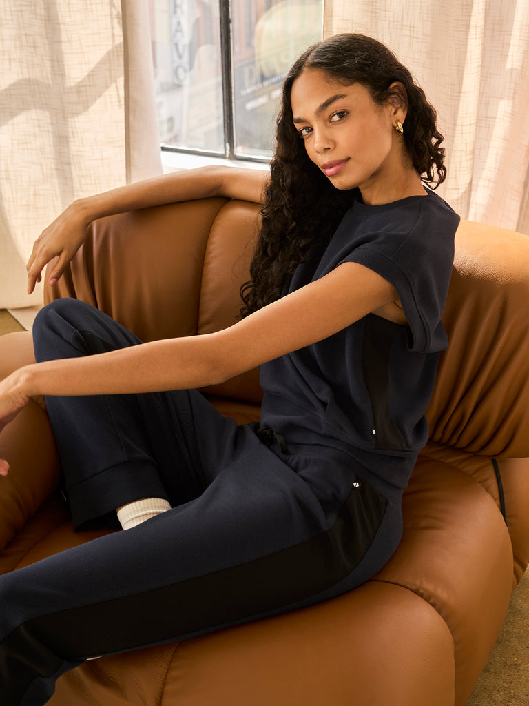 Textured Double Knit Muscle Tank and Textured Double Knit Pant in Navy