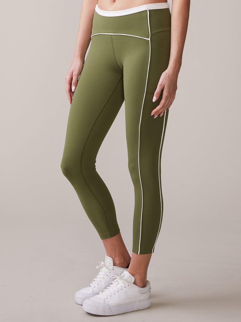 Piped Pocket Legging in Deep Olive