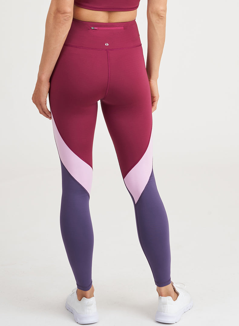 Color Block Sports Leggings with Elasticated Waist