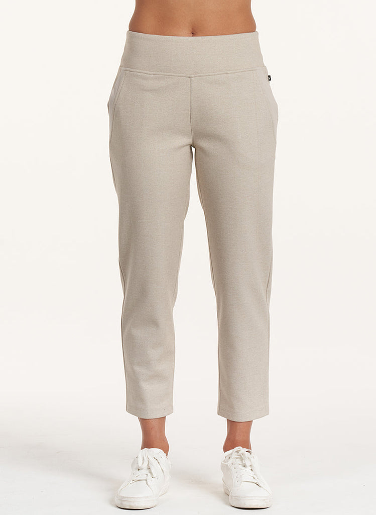 Quinn Rib Trim Trouser - Stone