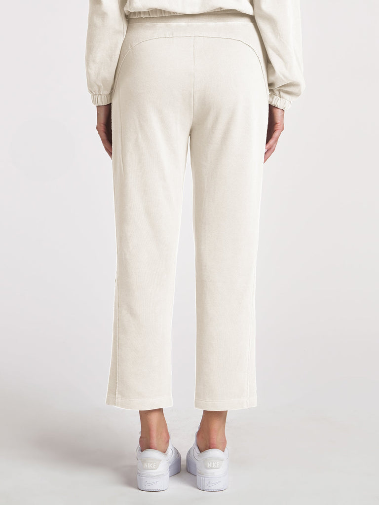 Rib Inset Ankle Pant - Chalk