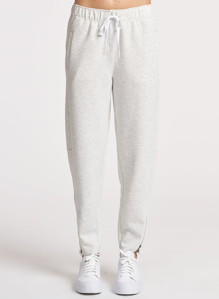 Ultraluxe Barrel Leg Zip Pant - Heather White