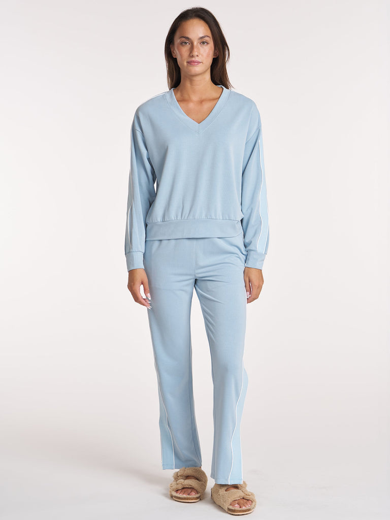 Piped Track Pant - Cloud Blue