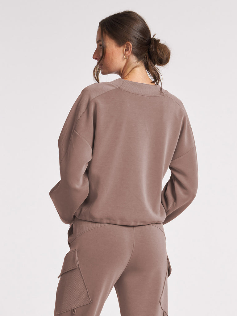 Ultraluxe V-Neck Pullover in Vintage Taupe