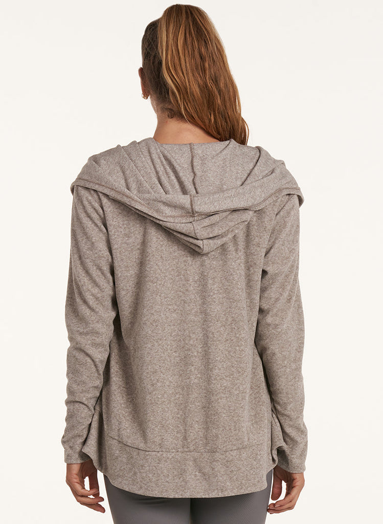 Draped Hood Cardi - Heather Stone