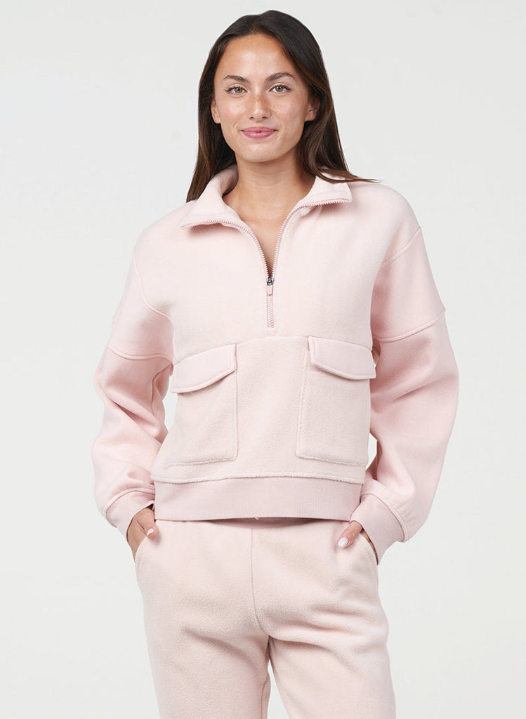 Fleece Patch Pocket Pullover - Pink Quartz