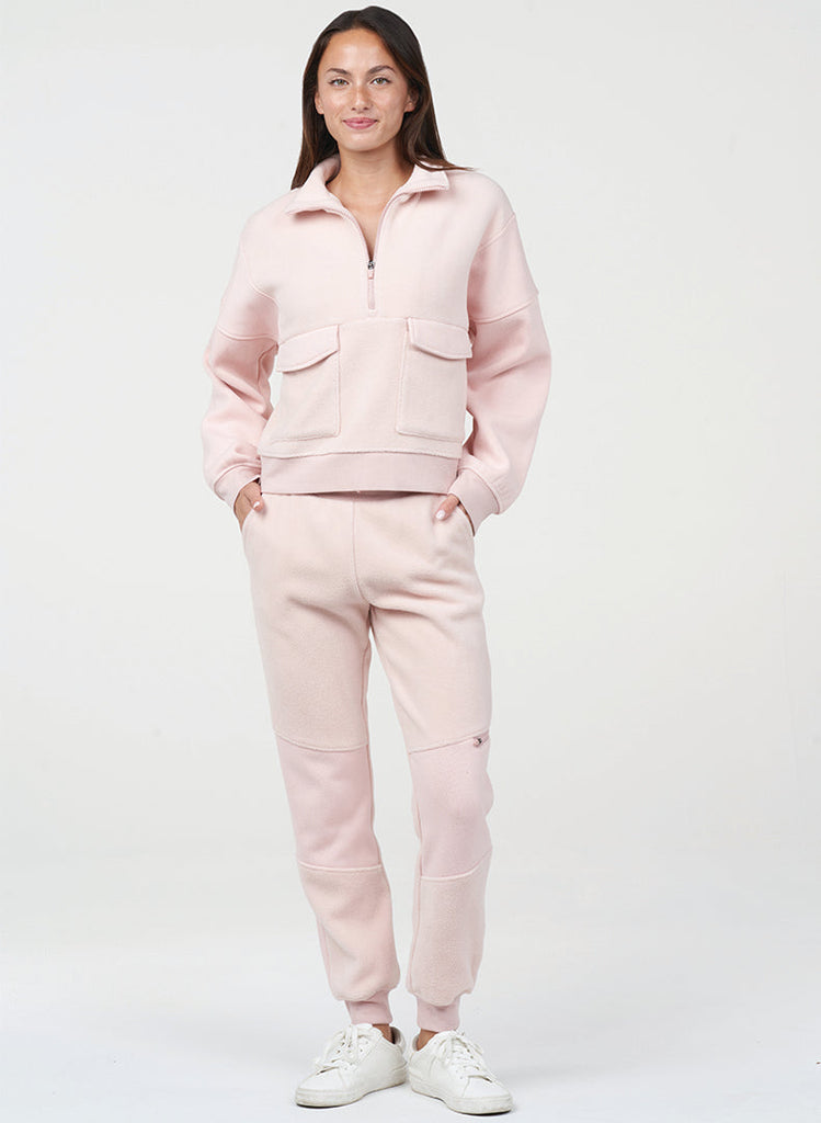 Fleece Patch Pocket Pullover - Pink Quartz