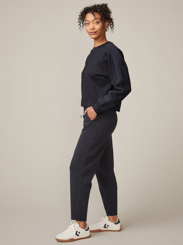 Ultraluxe Rib Mix Crew and Ultraluxe Barrel Jogger in Black