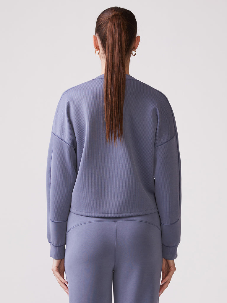 Ultraluxe Rib Mix Crew in Indigo