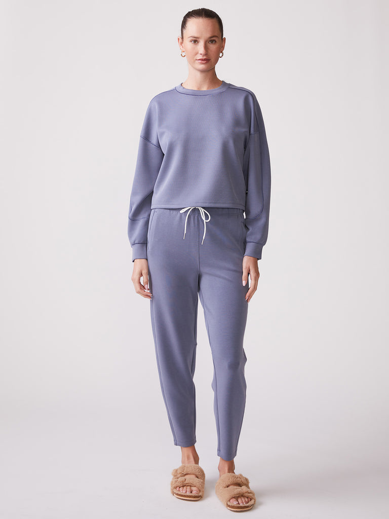 Ultraluxe Rib Mix Crew and Ultraluxe Barrel Leg Jogger in Indigo