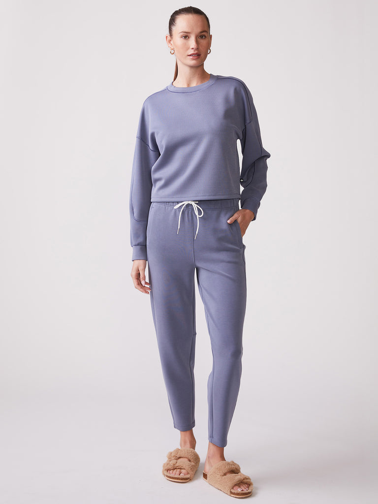 Ultraluxe Rib Mix Crew and Ultraluxe Barrel Leg Jogger in Indigo