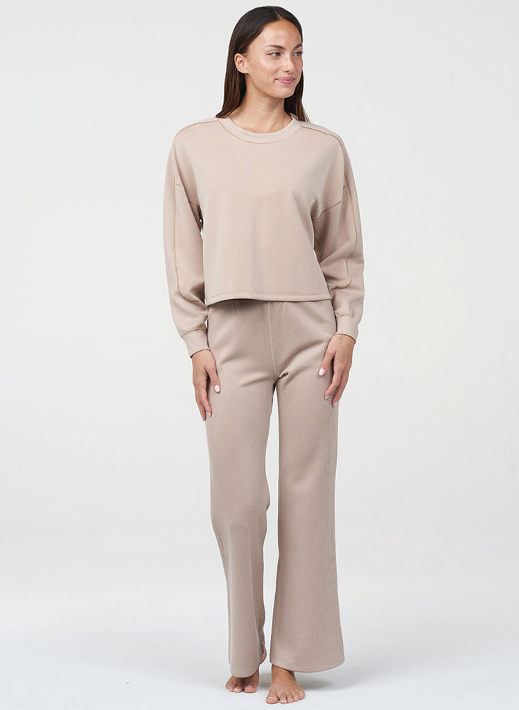 Ultraluxe Rib Flare Pant - Almond