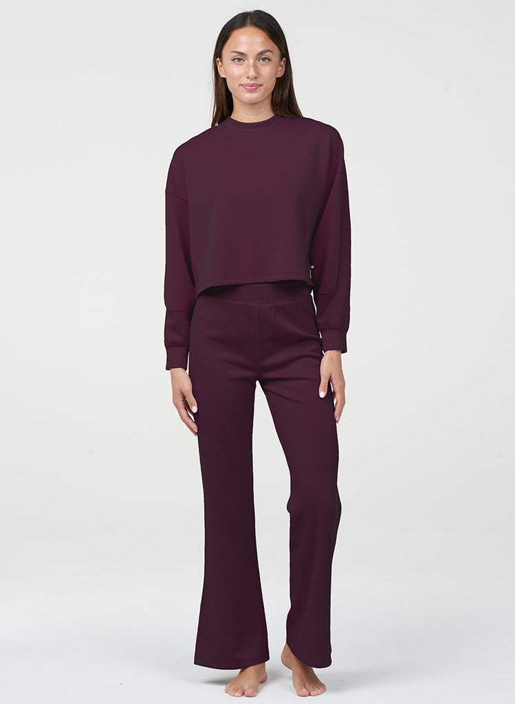 Ultraluxe Rib Flare Pant - Cherry