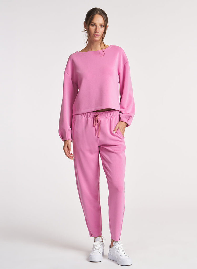 Ultraluxe Pleat Cuff Pullover - Azalea