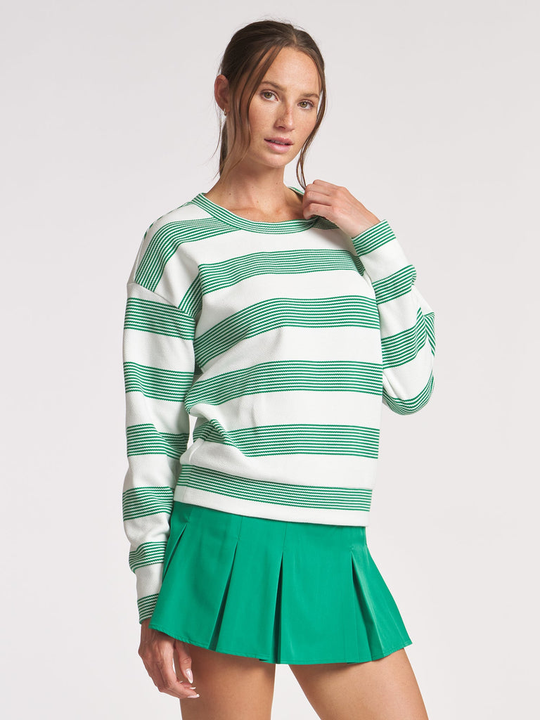 Stripe Crew Neck Pullover - Fern