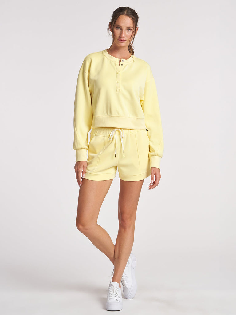 Ultraluxe Crop Henley Pullover - Meringue