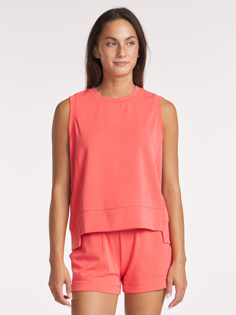 Split Hem Sleeveless Pullover - Papaya
