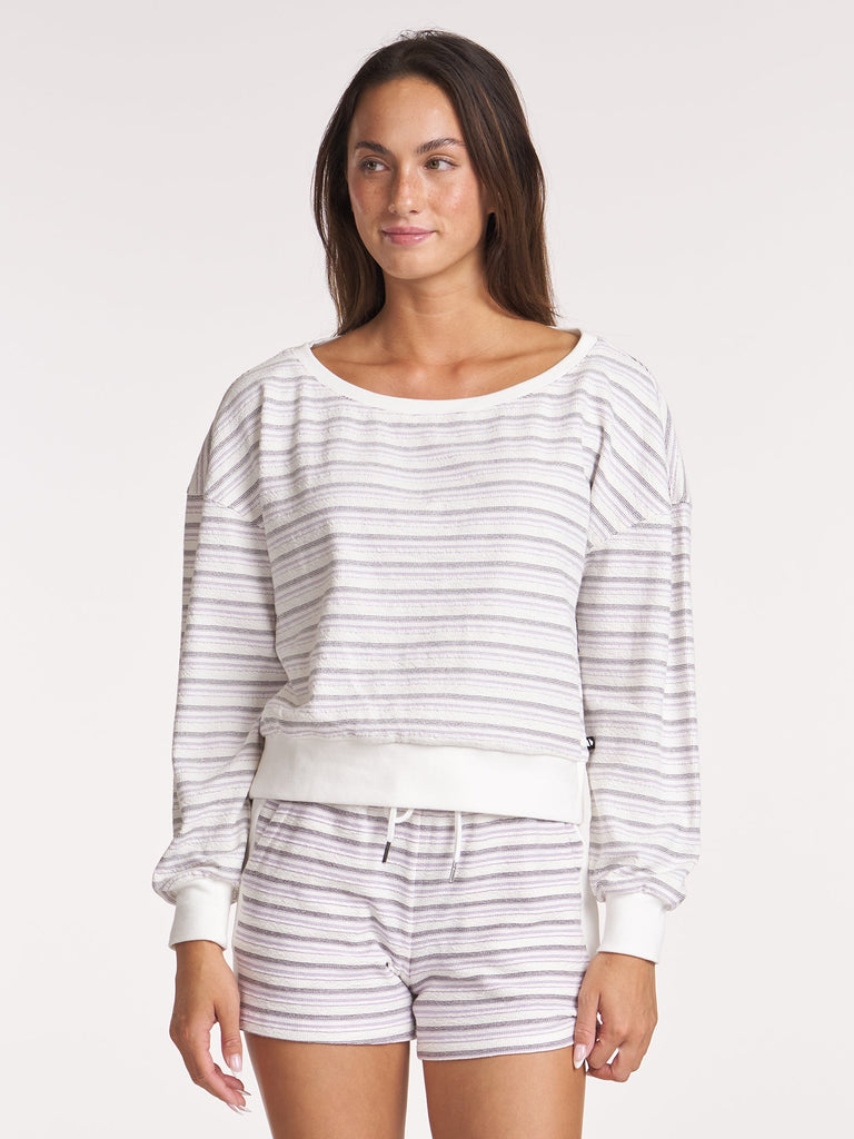 Off The Shoulder Textured Pullover - Lavender Frost Multi