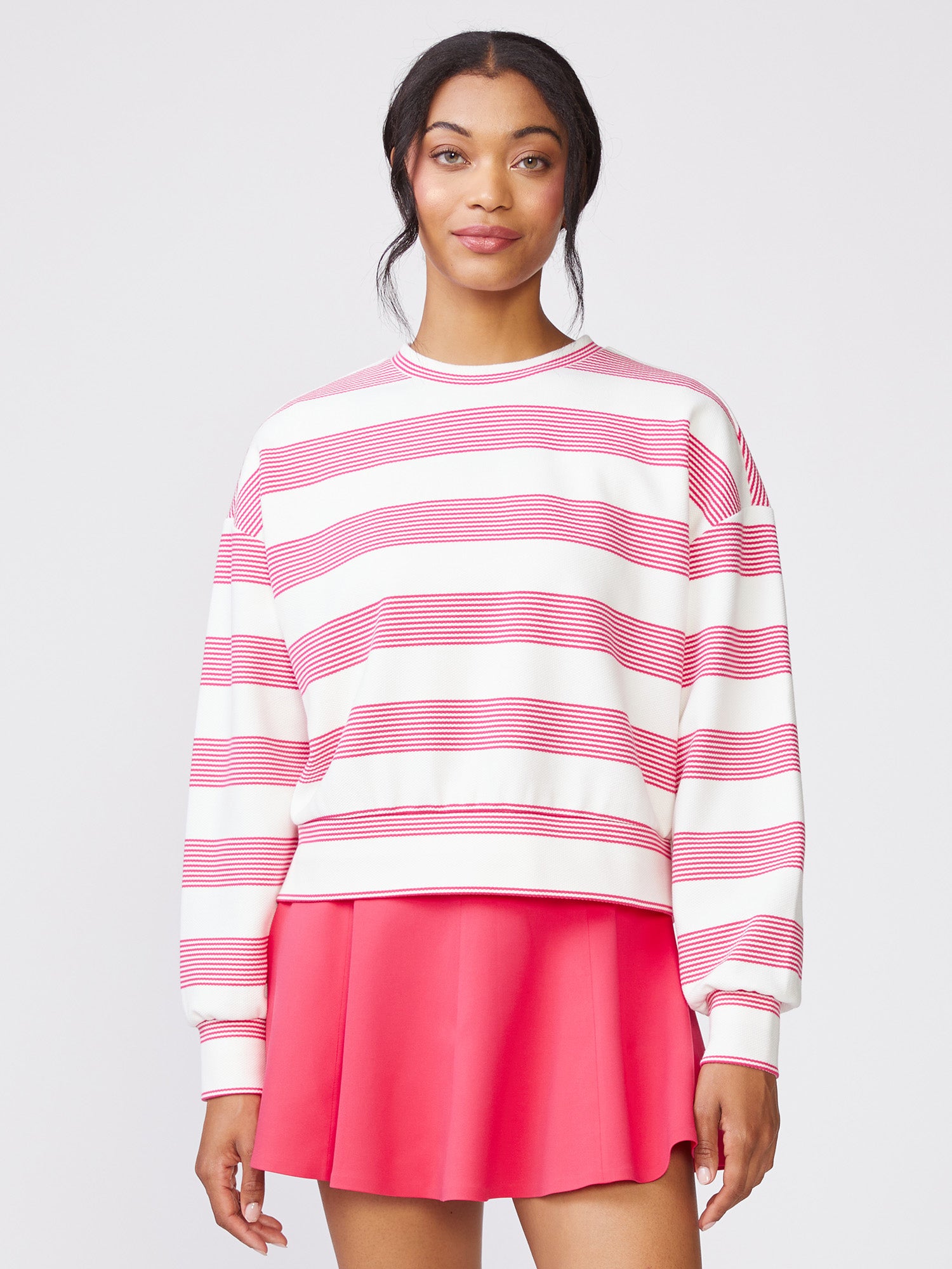 Stripe Pique Crew Neck Pullover | Thrive Société