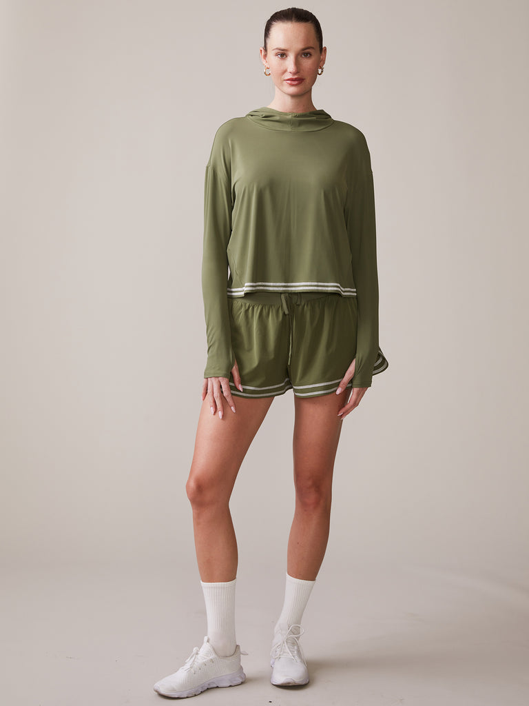 Novelty Stitch UPF Hoodie in Deep Olive