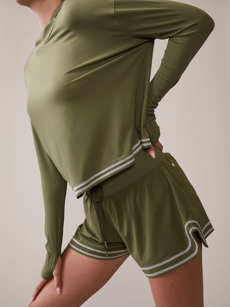 Novelty Stitch UPF Hoodie in Deep Olive